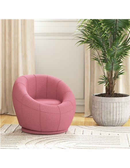 HOMCOM Modern Accent Chair, Swivel Upholstered Armchair for Living Room, Bedroom, Home Office, Pink 839-803V70PK - pic 40554 | FastDaddyshop
