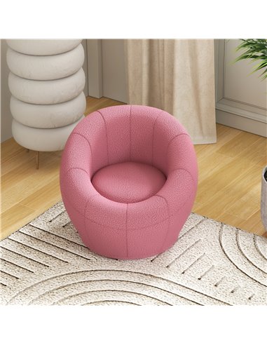 HOMCOM Modern Accent Chair, Swivel Upholstered Armchair for Living Room, Bedroom, Home Office, Pink 839-803V70PK