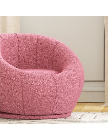 HOMCOM Modern Accent Chair, Swivel Upholstered Armchair for Living Room, Bedroom, Home Office, Pink 839-803V70PK - pic 40556 | FastDaddyshop