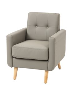 HOMCOM Modern Accent Chair, Tufted Living Room Chair, Grey 839-847V70GY