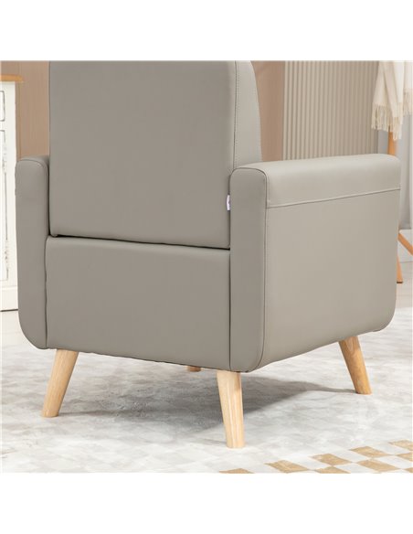 HOMCOM Modern Accent Chair, Tufted Living Room Chairs, PU Leather Armchair for Bedroom, Home Office, Grey 839-847V70GY - pic 40572 | FastDaddyshop