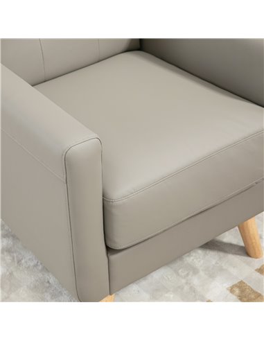 HOMCOM Modern Accent Chair, Tufted Living Room Chairs, PU Leather Armchair for Bedroom, Home Office, Grey 839-847V70GY