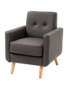 HOMCOM Modern Accent Chair, Tufted Living Room Chair, Brown 839-847V70BN