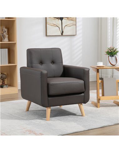 HOMCOM Modern Accent Chair, Tufted Living Room Chair, Brown 839-847V70BN