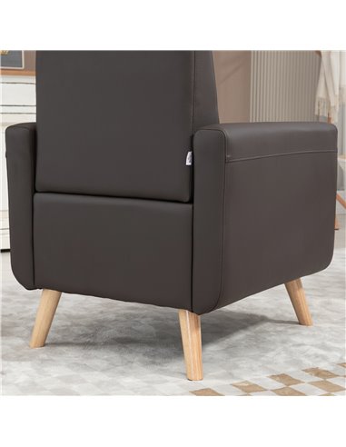 HOMCOM Modern Accent Chair, Tufted Living Room Chairs, PU Leather Armchair for Bedroom, Home Office, Brown 839-847V70BN