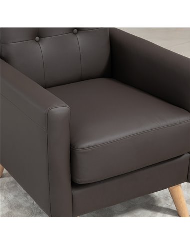 HOMCOM Modern Accent Chair, Tufted Living Room Chairs, PU Leather Armchair for Bedroom, Home Office, Brown 839-847V70BN