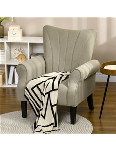 HOMCOM Upholstered Accent Chair with High Back, Beige 839-877V70LG 2