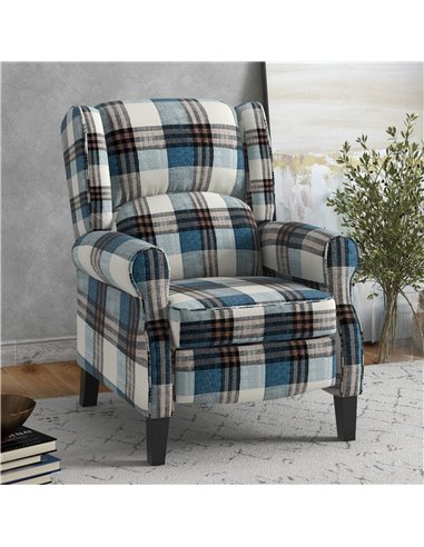 HOMCOM Push Back Recliner Armchair, Blue 833-702V71BU
