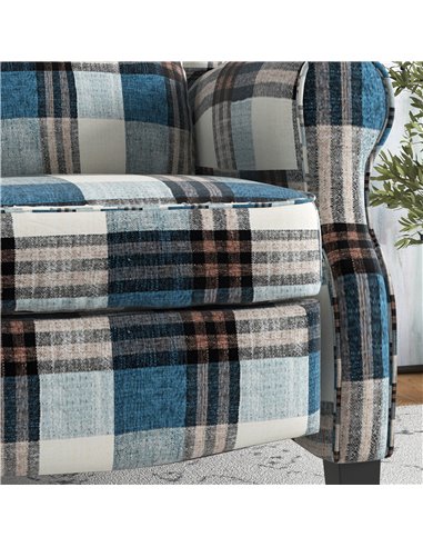 HOMCOM Wingback Reclining Chair Push Back Recliner Armchair for Living Room Bedroom with Footrest Armrests Wood Legs Blue 833-70