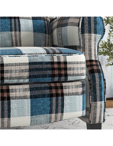 HOMCOM Wingback Reclining Chair Push Back Recliner Armchair for Living Room Bedroom with Footrest Armrests Wood Legs Blue 833-70 - pic 40619 | FastDaddyshop