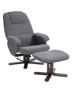 HOMCOM Linen Swivel Recliner Chair with Footstool, Grey 839-871V80GY