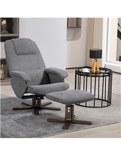HOMCOM Linen Swivel Recliner Chair with Footstool, Grey 839-871V80GY 2