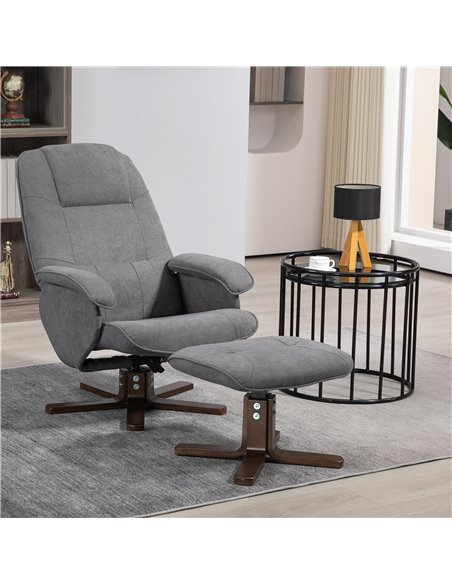 HOMCOM Linen Swivel Recliner Chair with Footstool, Grey 839-871V80GY - pic 40621 | FastDaddyshop