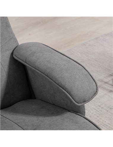 HOMCOM Linen Swivel Recliner Chair with Footstool, Upholstered Reclining Armchair with Wooden Base for Living Room, Grey 839-871