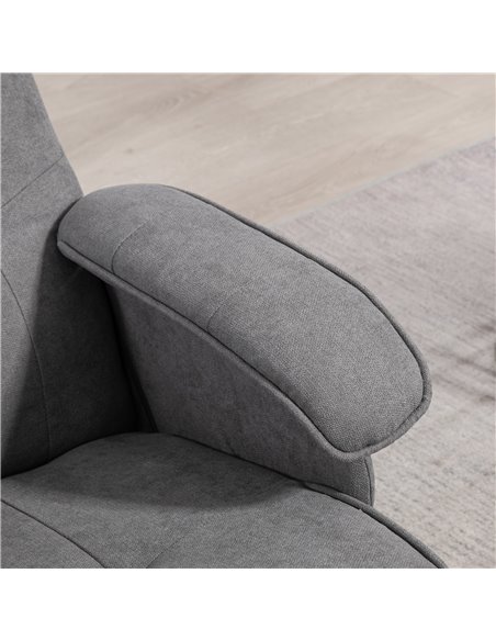 HOMCOM Linen Swivel Recliner Chair with Footstool, Upholstered Reclining Armchair with Wooden Base for Living Room, Grey 839-871 - pic 40628 | FastDaddyshop