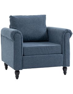HOMCOM Vintage Accent Chair, Tufted Upholstered Lounge Armchair, Dark Blue 839-892V70DB