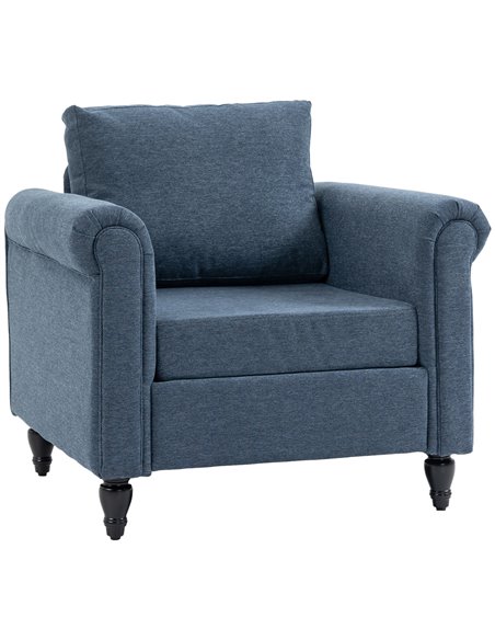 HOMCOM Vintage Accent Chair, Tufted Upholstered Lounge Armchair, Dark Blue 839-892V70DB - pic 40629 | FastDaddyshop