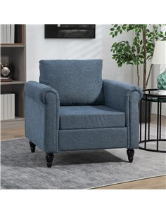 HOMCOM Vintage Accent Chair, Tufted Upholstered Lounge Armchair, Dark Blue 839-892V70DB 2