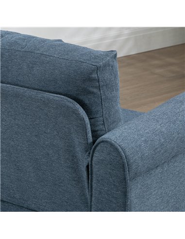 HOMCOM Vintage Accent Chair, Tufted Upholstered Lounge Armchair Single Sofa Chair with Rubber Wood Legs, Rolled Arms, Dark Blue 