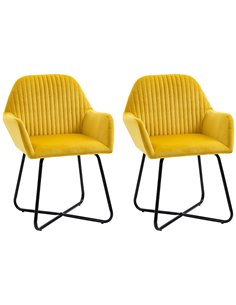 HOMCOM Modern Velvet-Feel Fabric Upholstered Armchair, Yellow 839-P028