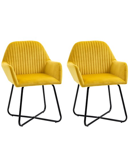 HOMCOM Modern Velvet-Feel Fabric Upholstered Armchair, Yellow 839-P028 - pic 40638 | FastDaddyshop