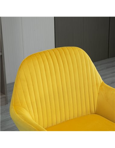 HOMCOM Modern Accent Chair, Velvet-Feel Fabric Upholstered Armchair with Metal Base for Living Room, Set of 2, Yellow 839-P028