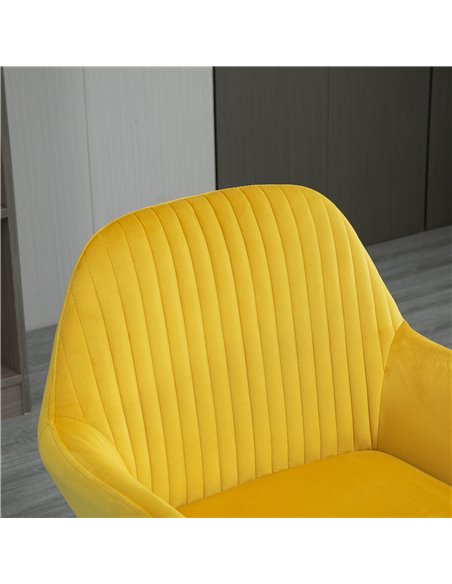 HOMCOM Modern Accent Chair, Velvet-Feel Fabric Upholstered Armchair with Metal Base for Living Room, Set of 2, Yellow 839-P028 - pic 40645 | FastDaddyshop
