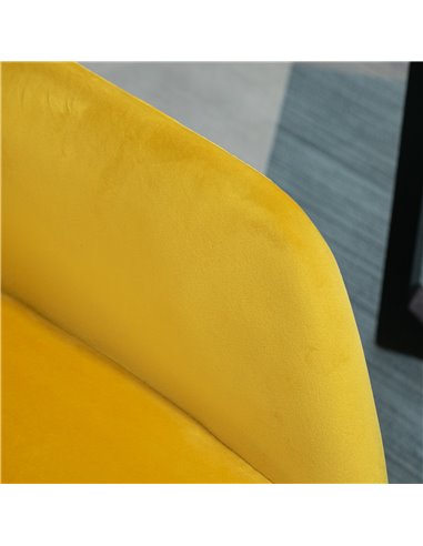 HOMCOM Modern Accent Chair, Velvet-Feel Fabric Upholstered Armchair with Metal Base for Living Room, Set of 2, Yellow 839-P028