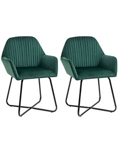HOMCOM Modern Velvet-Feel Fabric Upholstered Armchair, Green 839-P026