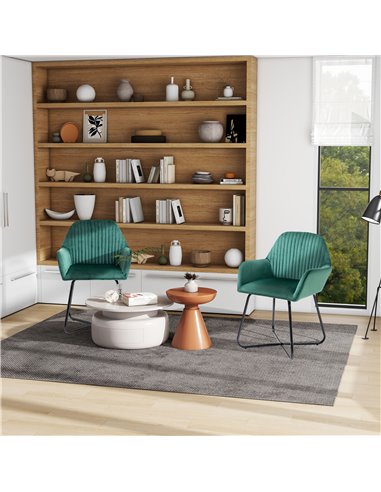 HOMCOM Modern Velvet-Feel Fabric Upholstered Armchair, Green 839-P026