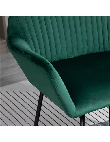 HOMCOM Modern Accent Chair, Velvet-Feel Fabric Upholstered Armchair with Metal Base for Living Room, Set of 2, Green 839-P026
