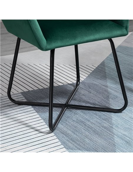 HOMCOM Modern Accent Chair, Velvet-Feel Fabric Upholstered Armchair with Metal Base for Living Room, Set of 2, Green 839-P026 - pic 40655 | FastDaddyshop