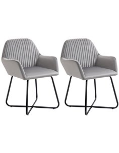 HOMCOM Modern Velvet-Feel Fabric Upholstered Armchair, Grey 839-P027