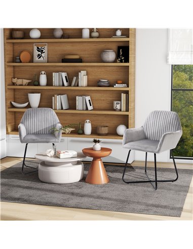 HOMCOM Modern Velvet-Feel Fabric Upholstered Armchair, Grey 839-P027