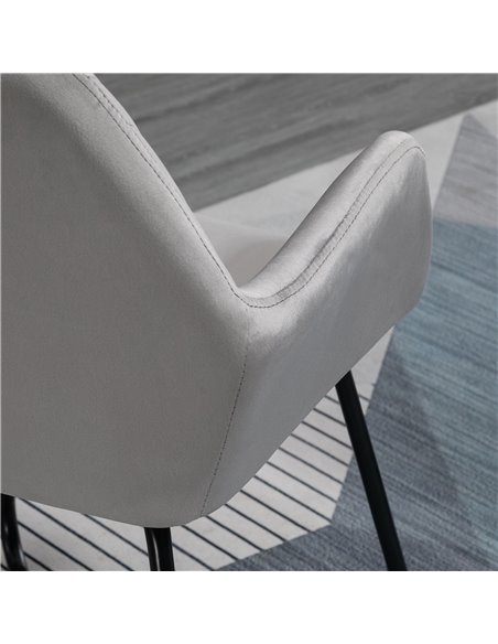 HOMCOM Modern Accent Chair, Velvet-Feel Fabric Upholstered Armchair with Metal Base for Living Room, Set of 2, Grey 839-P027 - pic 40663 | FastDaddyshop
