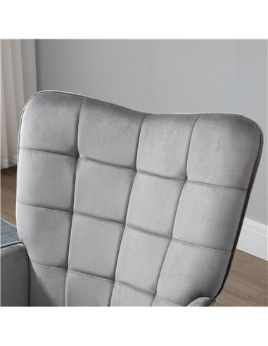 HOMCOM Modern Accent Chair Velvet-Touch Tufted Wingback Armchair Upholstered Leisure Lounge Sofa Club Chair with Wood Legs, Set 