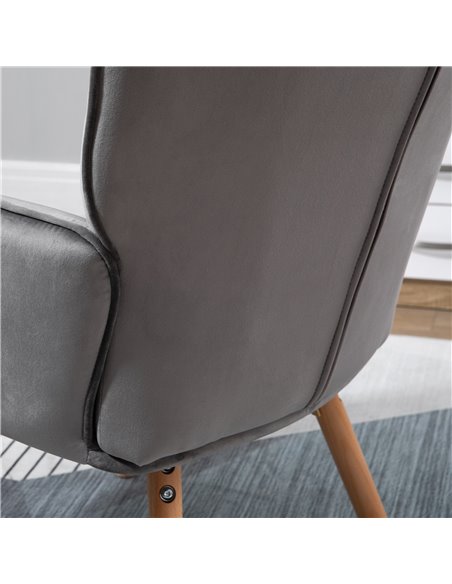 HOMCOM Modern Accent Chair Velvet-Touch Tufted Wingback Armchair Upholstered Leisure Lounge Sofa Club Chair with Wood Legs, Set  - pic 40672 | FastDaddyshop