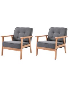 HOMCOM Reception Retro Accent Chair, Grey and Natural Wood, 833-P053