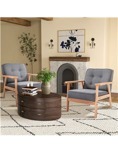 HOMCOM Reception Retro Accent Chair, Grey and Natural Wood, 833-P053 2