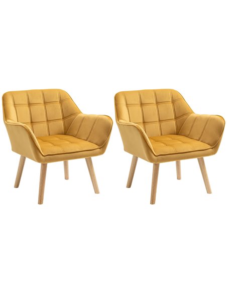 HOMCOM Armchair Accent Chair with Wide Arms, Set of 2, Yellow 833-P058 - pic 40701 | FastDaddyshop