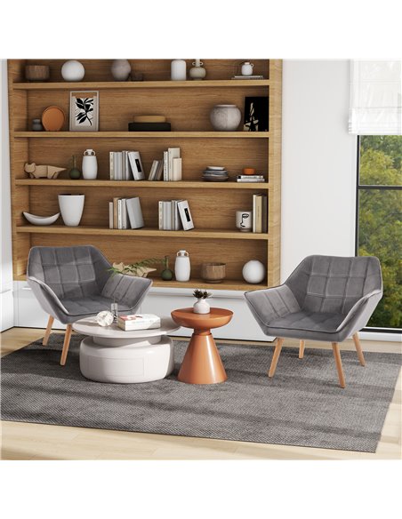 HOMCOM Armchair Accent Chair with Wide Arms, Set of 2, Grey 833-P056 - pic 40711 | FastDaddyshop