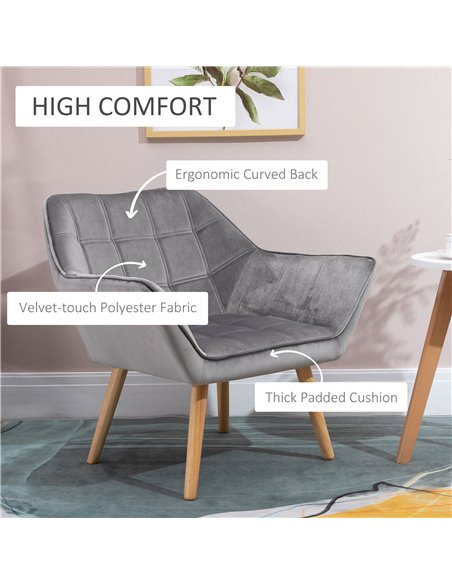 HOMCOM Armchair Accent Chair with Wide Arms, Set of 2, Grey 833-P056 - pic 40713 | FastDaddyshop