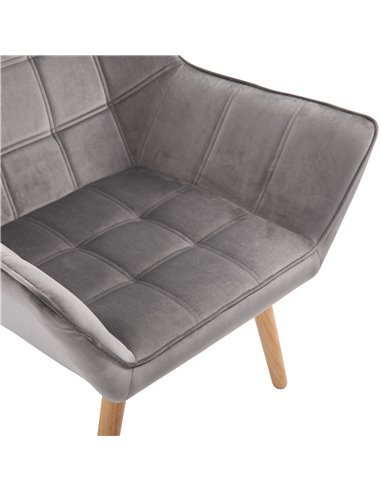 HOMCOM Armchair Accent Chair Wide Arms Slanted Back Padding Iron Frame Wooden Legs Home Bedroom Furniture Seating Set of 2 Grey 