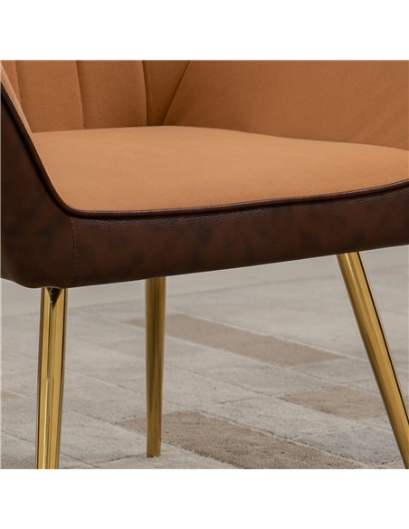 HOMCOM Velvet Armchairs, Upholstered Accent Chairs with Golden Steel Legs, Modern Vanity Chairs for Living Room and Bedroom, Set - pic 40725 | FastDaddyshop