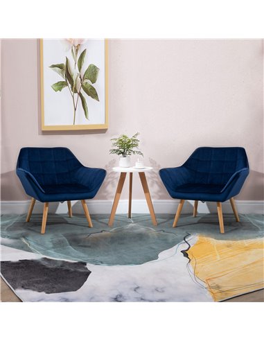HOMCOM Armchair Accent Chair with Wide, Set of 2, Blue 833-P057