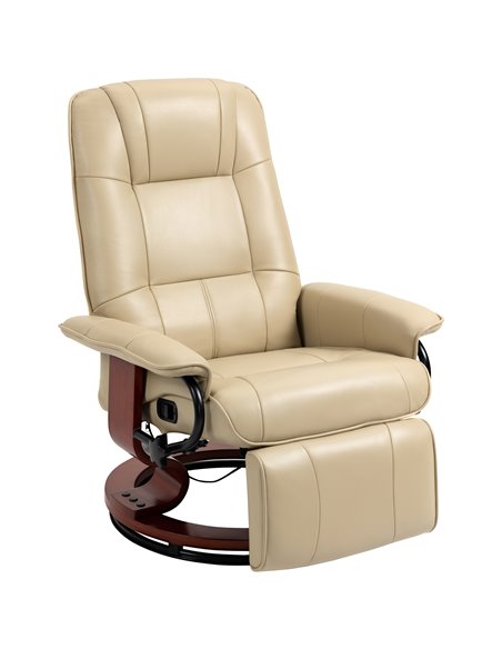 HOMCOM Swivel Recliner, Faux Leather Reclining Chair, Cream 833-621V71CW - pic 40737 | FastDaddyshop
