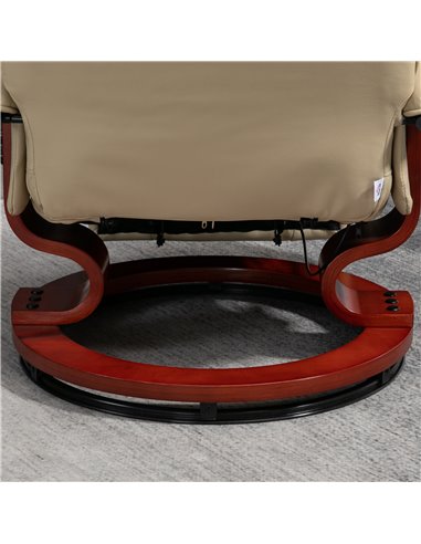 HOMCOM Swivel Recliner, Faux Leather Reclining Chair, Upholstered Armchair with Wooden Base for Living Room, Bedroom, Cream 833-