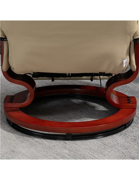 HOMCOM Swivel Recliner, Faux Leather Reclining Chair, Upholstered Armchair with Wooden Base for Living Room, Bedroom, Cream 833- - pic 40745 | FastDaddyshop