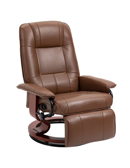 HOMCOM Swivel Recliner, Faux Leather Reclining Chair, Brown 833-621V71BN - pic 40746 | FastDaddyshop