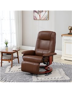 HOMCOM Swivel Recliner, Faux Leather Reclining Chair, Brown 833-621V71BN 2